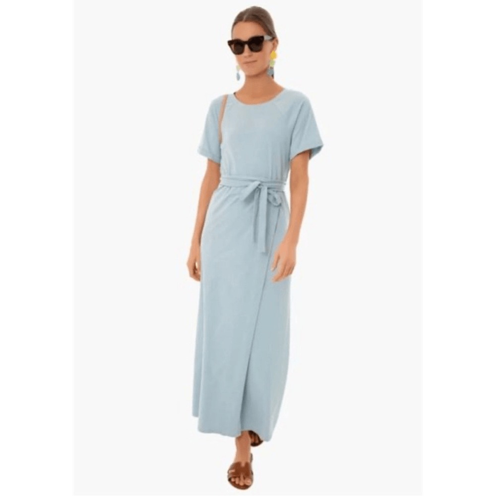 TUCKERNUCK Women's Slate Blue Sawyer Belted Maxi Dress Size Large NWT Summer